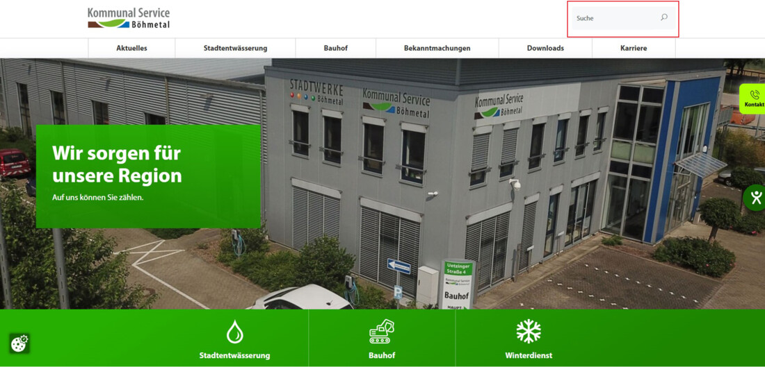 Startseite Kommunal Service Böhmetal Suche